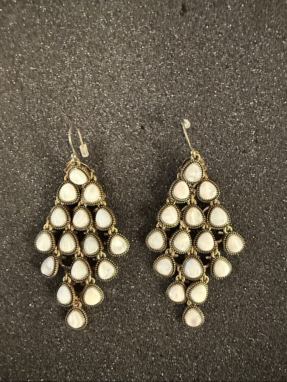 Lucky Brand Vintage-Style White Teardrop Chandelier Earrings